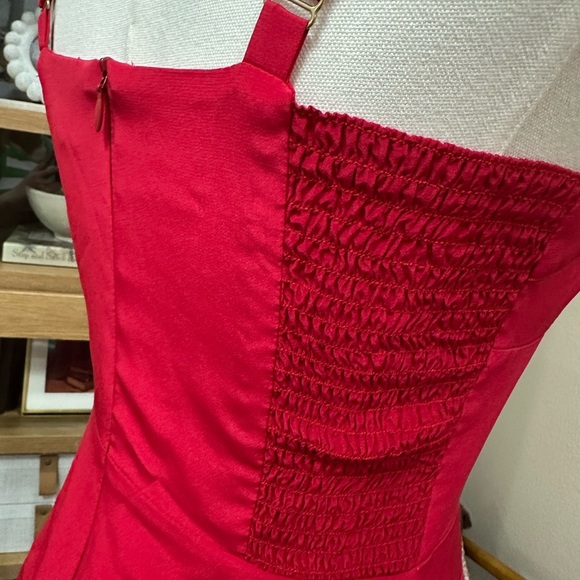 Amanda Uprichard Petite Elegant Red Sleeveless Dress 100% Silk - Picture 3 of 6